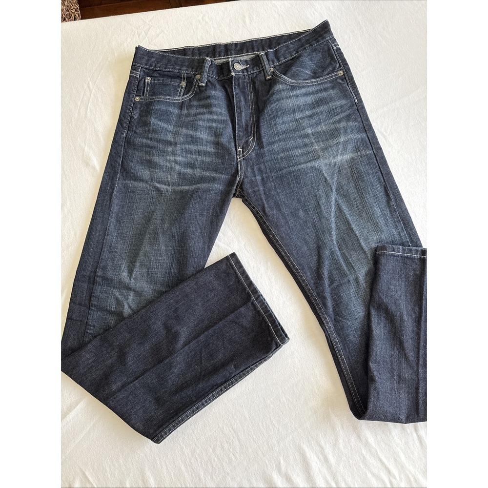 Levi's 505 Mens Jeans 33x32 Dark Wash Regular Fit Straight Leg Blue Denim